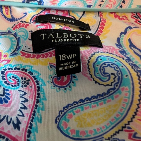 Talbots "Perfect Shirt", tailored & sleeveless, spring/summer paisley print 18WP - Picture 2 of 8